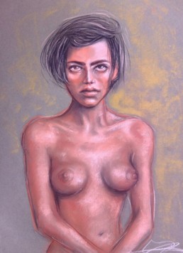 nu féminin au pastel